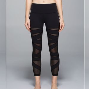 lululemon High Times Pant Black Sheer Mesh Sz 6